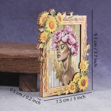 1pc Wooden Photo Frame Refrigerator Magnet, Floral Beauty Fridge Magnet, Suitable For Home, Office, Study Room Refrigerator Decoration - Refrigerator Magnet! - one-size - View 3