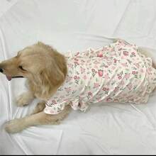 一件碎花狗狗连衣裙，可爱的粉色碎花连衣裙，适合金毛寻回犬、萨摩耶犬、拉布拉多犬等大型犬。 - 粉色 - 查看 1