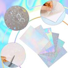 Lujito Láminas Para Laminado En Frío 50 Hojas Holográficas Arcoiris A4 Para Documentos Fotos Trabajos Impermeables Duraderas - A4 (210 x 297 mm) - Ver 3