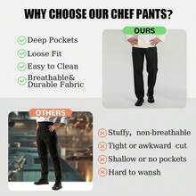 Limited Special Men's Chef Pants - Elastic Waist Cook Pants Kitchen & Restaurant SCWP - trắng - Xem 6