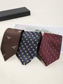 1pc Handmade Bee Pattern Necktie, Suitable For Casual, Street, Party Occasions,Festival,Travel - Multicolor - View 5