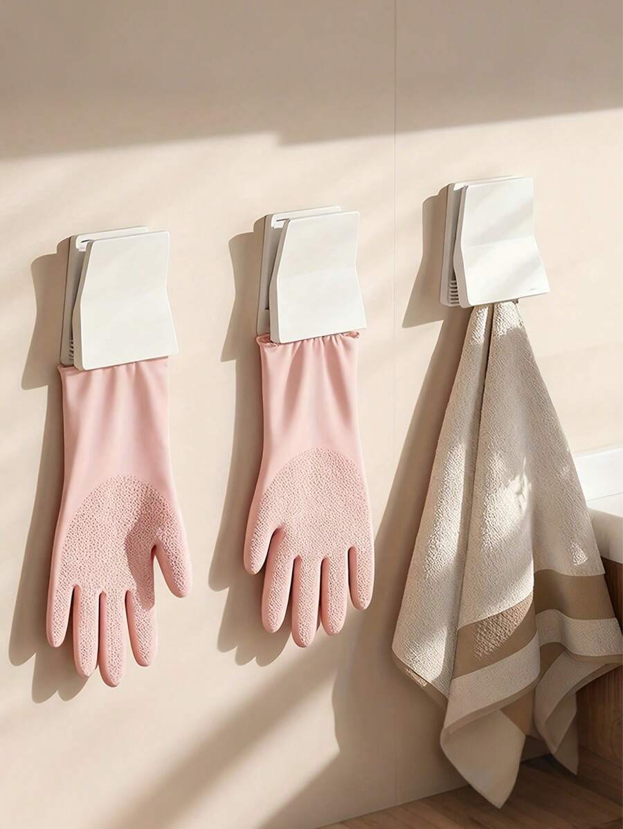 自粘式墙钩，无需钻孔，可调节弹簧毛巾架，适用于浴室、厨房、家庭、办公室、酒店 - 彩色 - 查看 1
