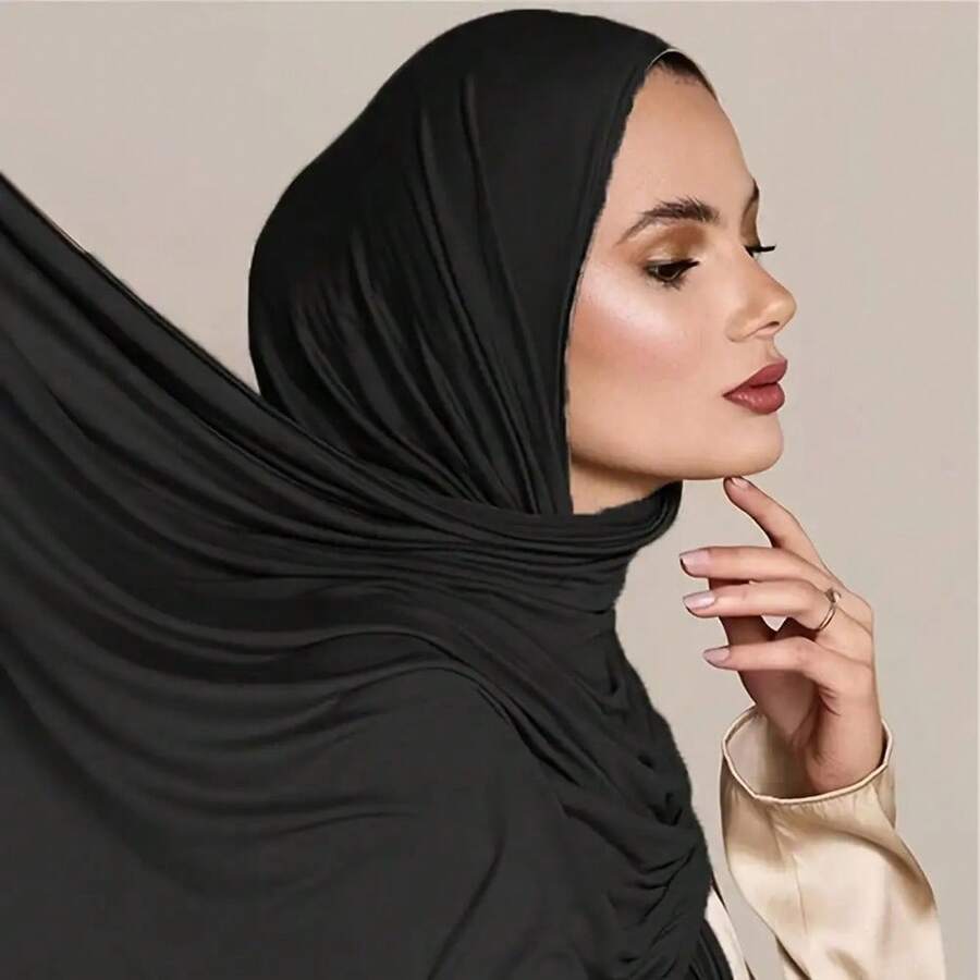 1pc Solid Color Maxi Jersey Hijab