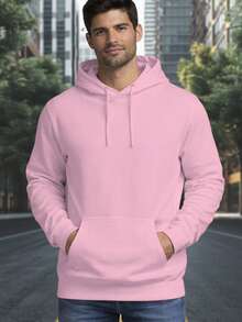 Men's Hoodie And Jogger Pants Set With Brazilian Flag Print, Casual, Minimalist, Sporty, Long Sleeves, Kangaroo Pocket, Comfortable For Autumn/Winter - Rosa - 查看 3