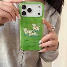 Dog Cute Cartoon Running Puppy Green Jelly Candy Phone Case, Suitable Compatible With Iphone 17 Pro Max, 17 Pro, 16, 15, 17 Pro Max, 14 Pro, 13, 12, 11, 15, 16 Plus, Adorable Frame Full Coverage Anti-Fall Phone Case - Green - View 2