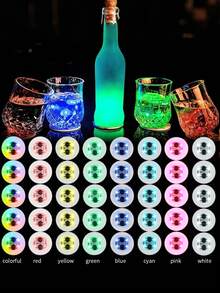 10pcs LED Coasters Lights, LED Sticker Lights, LED Bottle Lights, Cup Holder Lights, 7-Color RGB LED Bottle Lights, Suitable For Wine Bottles, Applicable For Nightclub, Club, Wedding, Bar, Party, Christmas, Halloween Decoration - Multicolor - View 9