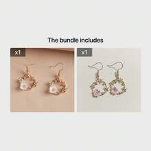 YZKM Korean Style Bee Wreath Silver Needle Earrings Fairy Shell Flower Earrings For Women Girls Party Gift Vintage Sweet Cute Jewelry - 金色 - 查看 3