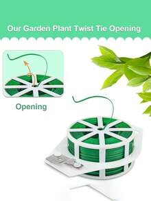 1 pieza Atador de plantas de jardín con cortador, 20 metros de ataduras de plantas de plástico verde para jardín, sujetadores reutilizables para plantas trepadoras, suministros de jardinería para entrenamiento y organización de plantas - 1 unidad verde - View 3