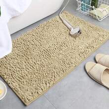 1pc Minimalist Soft Chenille Absorbent Non-Slip Bathroom Mat, Toilet Mat - Camel - View 6