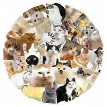 50pcs Cute Haji Cat Stickers, Abstract Funny Cartoon Decals For Water Bottle, Tablet, Laptop - View 5