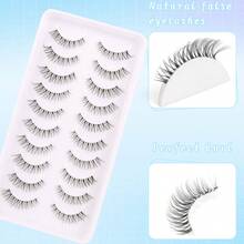 10 Pairs Fluffy Soft 3D Mink Fur False Eyelashes, Eyelash Extension Strips Suitable For Wedding, Party, Daily, Work, Natural & Realistic, Handmade, Elongated Lashes, Full Style Fake Eyelashes, Makeup Beauty Tool - Black - View 6