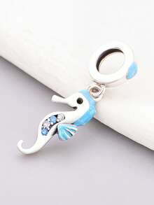 1pc 925 Sterling Silver Seahorse Pendant Decoration, Ocean Style DIY Jewelry, Unisex Gift - Silver - View 4