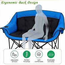 Double Camping Chair - Heated Loveseat Chair For 2 Person Heavy Duty Portable Padded Camping Couch Portable Folding Chairs For Adults Outdoor Sports Lawn - 彩色 - 查看 9