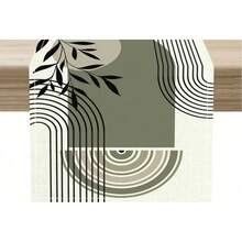 1pc Minimalist Bohemian Style Modern Green Plant Theme Table Runner, Abstract Medieval Tablecloth, Abstract Arch Bridge Line Pattern, Suitable For Kitchen, Dining Room, Outdoor, Farmhouse, Holiday Party Dining Table Centerpiece - Multicolor - View 9