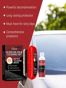 Professional Car Glass Oil Film Remover Kit - 120ml Deep Cleaning Paste & 100ml Replenisher, Powerful Windshield Cleaner & Degreaser With Sponge Brush, Non-Scratch Auto Glass Polishing Set For Crystal Clear Vision & Driving Safety, Removes Stubborn Water Spots & Glare - 液體 - 查看 5