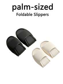 Sandales pliables légères en EVA | Sandales de bain anti-odeur et antidérapantes | Sandales d'intérieur antidérapantes améliorées | Pantoufles de maison en EVA souples et respirantes, convenant pour le spa et la piscine | Séchage rapide et léger, convenant pour la maison, le dortoir et les voyages - Beige - Voir 2