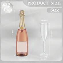 Plastic Champagne Flutes Blue Set Of 12, Acrylic Glasses Goblets Cups Toasting Shatterproof Reusable Flute, For Wedding Party Mimosa Bar Anniversary Christmas Birthday - 查看 3