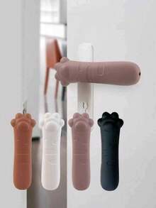 4pcs Cute Cat Paw Silicone Door Handle Covers - Soft Anti-Scratch Protective Sleeves, Tool-Free Installation, Suitable For Bedroom Bathroom Office Anti-Static Handles, Anti-Collision Buffer Pads, Indoor Non-Slip Protective Covers - Multicolor - View 2