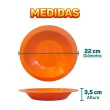 Set Of 10 Round Plastic Deep Plates For Meals - Orange - View 4