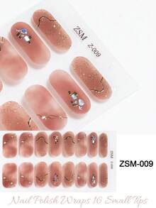 半固化凝胶美甲贴，果冻米色，16片装，无需UV灯，沙龙品质，持久耐用 - 藕粉色 - 查看 8