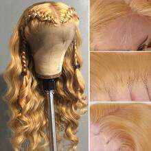 Arsenco Honey Blonde HD Lace Front Wig Human Hair Pre Plucked Body Wave Honey Blonde Wig Human Hair  Lace Frontal Wigs Colored 27# 30 Inch - S27 - 查看 3