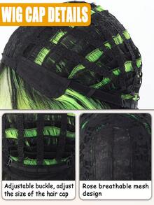 28 Inch Dyed Green Long Curly Wig With Eight Character Bangs, Heat-Resistant Fiber Synthetic Curly Wig, Suitable For St. Patrick's Day Female Role-Playing And Music Festival Wear - Multicolor - View 4
