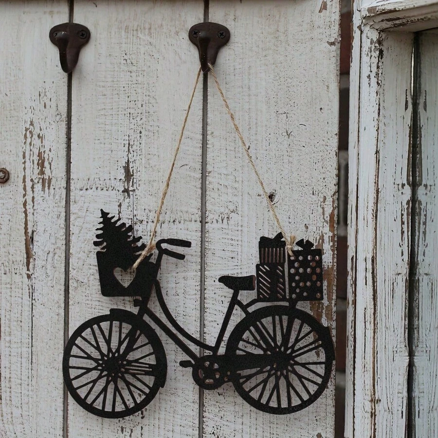 1pc Rustic Wrought Iron Wall Art -Metal Garden Decor With Natural Finish, Perfect For Indoor/Outdoor Hanging, Christmas & Thanksgiving Gift, Outdoor Decor - Black - View 1