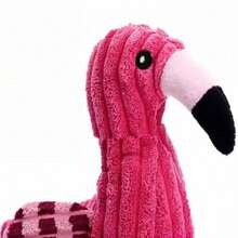 毛绒发声火烈鸟宠物玩具，狗狗咀嚼玩具和互动益智玩具 - 紅色 - 查看 4