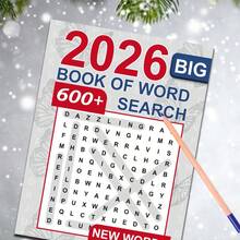 1pc 2026 New Word Search Book, Interesting Word Puzzle Book, Creative Small Game, Unique Word Search Experience, Suitable For Adults And Teenagers (Pen Not Included) - Black and White - View 7