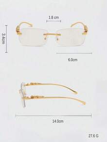 1 Cặp kính nam không gọng họa tiết da báo vàng, kiểu dáng cổ điển, phù hợp cho thời trang công sở, thường ngày, mẫu mới mùa hè. - Vàng - Xem 6