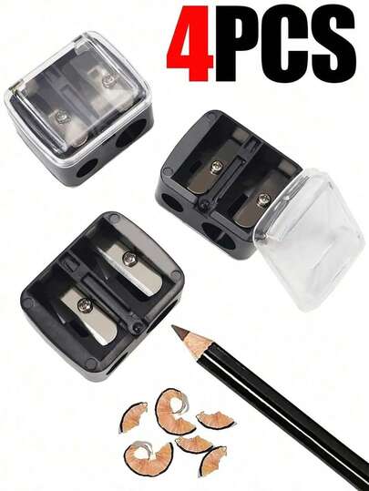 1/2/3/4 piezas Sacapuntas para delineador de ojos y lápiz de cejas, herramienta de afilado de doble orificio compacta y conveniente de doble cara, precio asequible, adecuada para maquillaje, decoración de habitaciones, viajes, dormitorio, accesorio de maquillaje ideal, también un gran regalo de Navidad y para mujeres