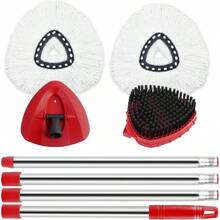 Spin Mop Mop Compatible With O Cedar 1 System, 2 Microfiber Mop Heads Replacements, 58 Inch Mop Replace Handle, 1 Scrub Brush Attachment And 1 Mop Base Ocedar EasyWring Spin Mop - L-5 - Xem 1