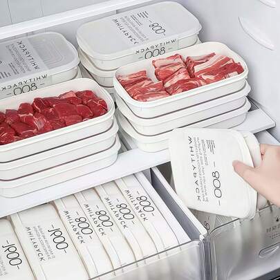 2pcs Food Storage Container With Lid, Modern Style Organizador Nevera, White PP Plastic Finish With Press-Seal Double-Layer Fermentation Design, Reusable And Stackable For Storing Fruits, Vegetables, Meat, And Steak, Ideal For Refrigerator Storage And Fridge Organization, Perfect As Tuppers Comida And Caja Almacenamiento For Kitchen, Essential Cocina Accesorio For Hogar, Great Taper Comida And Organizador Nevera For Daily Use