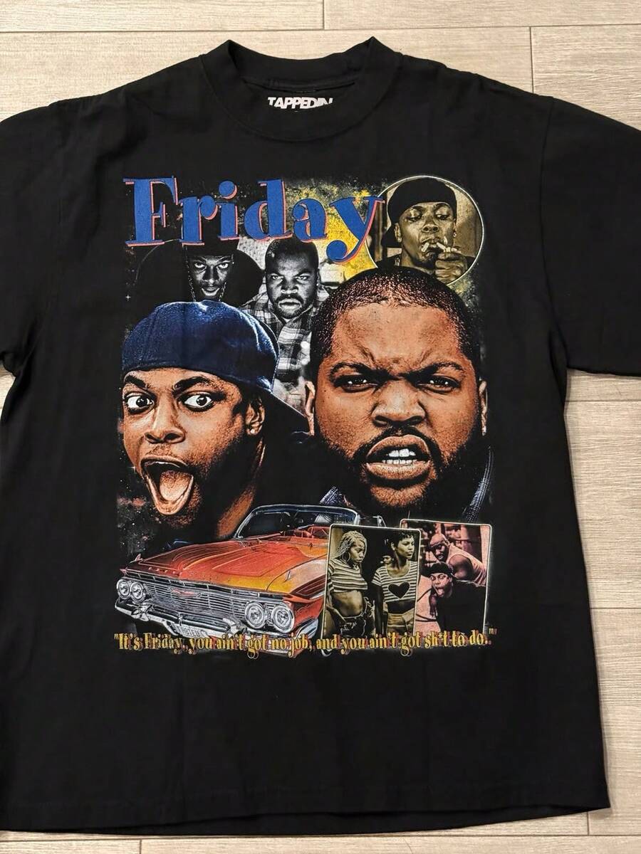 Friday Damn1995 Movie Unisex 90s Hiphop Rap Graphic Print Round Neck Casual Short Sleeve T-Shirt Tees Women Tops,Men's Vacation Outfit, Oversized Y2K Streetwear Tee,Cotton Graphic Tees, Manfinity Men - 黑色3 - 查看 1