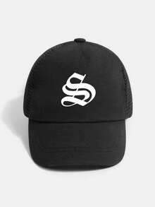 1顶个性化字母网眼棒球帽（1-3岁） - 字母可选A-Z，婴幼儿男女童休闲沙滩旅行防晒帽 - 黑色 - 查看 41