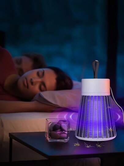 1 pieza Lámpara eléctrica mata mosquitos, lámpara repelente de mosquitos alimentada por USB para interiores/exteriores, lámpara trampa portátil para el hogar mata mosquitos, lámpara eléctrica mata mosquitos por fotocatálisis