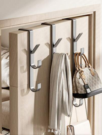 1 pieza Gancho multiusos para puerta - Diseño de tubo recto Gancho de almacenamiento para perchero y toallero, adecuado para puerta de baño, sin necesidad de taladrar, organizador ahorra espacio para dormitorio y áreas de estar, solución de suspensión resistente con fácil acceso, ideal para toallas, prendas, accesorios y organización de espacios pequeños. Instalación sencilla y accesorio doméstico práctico y moderno para uso diario y renovación rápida de la habitación