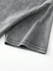 Áo thun nam Hemo phong cách đường phố, chất liệu cotton mềm mại, hơi co giãn, màu xám bạc, cổ tròn, tay ngắn, thích hợp mặc hàng ngày hoặc đi học. - Xám - Xem 4