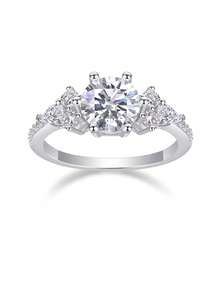 925纯银莫桑石戒指，低过敏性，订婚/结婚戒指，简约设计，百搭日常佩戴，情人节、生日、婚礼礼物佳选，附赠礼盒和证书 - 銀色 - 查看 11