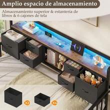 Litera Individual Con Cama Extra Con Cabecera + Enchufe, no Necesita somier, fácil Montaje - Negro - Ver 5