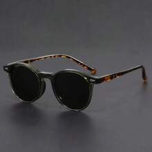 高端品牌经典手工圆形醋酸纤维光学眼镜，男士复古眼镜框，男士配饰，透明眼镜配件 - 彩色 - 查看 14