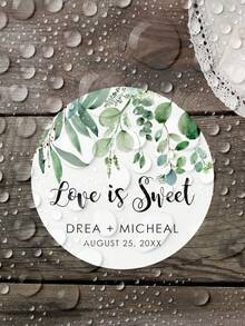 1/30/60/120pcs Customized Round Label Stickers, Personalized Wedding Stickers, Floral Pattern Stickers, Customized Name Stickers, Waterproof Stickers, Perfect For Weddings, Baptism Gifts, Candy Box Sealing, Gift Boxes, Anniversaries, Gift-Ready, Envelope Seals - Multicolor - View 7