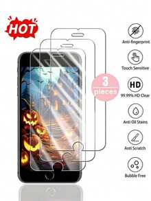 Tempered Glass Screen Protector 3pcs Compatible With Apple Products Scratch-Resistant Fingerprint-Resistant Waterproof Dustproof High-Definition Tempered Glass Screen Protector Compatible With IPhone 7/8/X/XS/XR/11/12/13/14/15/16/16 Plus/16 Pro/16 Pro Max/16e/17/17 Air/17 Pro/17 Pro Max/17/17 Air/17 Pro/17 Pro Max Spring Birthday Gift - Clear - View 1