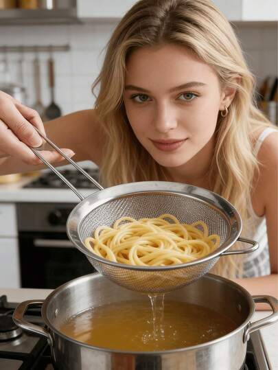 Stainless Steel Fine Mesh Strainer With Metal Handle - Multi-Size Flour Sifter And Frying Oil Filter, Suitable For Baking, Cooking And DIY, Fruit And Vegetable Washing, Kitchen Use - Metal Mesh, For Food Filtration, Rust-Resistant, Kitchen Tool, Stainless Steel Colander