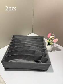 6/7/8/24 Grid Gray Non-Woven Fabric Drawer Storage Compartment, Foldable Wardrobe Storage Basket, And Fabric Storage Box, Used For Storing Clothes, Socks, Underwear, Bras, Ties, And Accessories - View 8