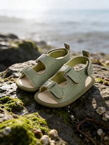 新生儿男女童凉鞋，防滑软底婴儿幼儿露趾休闲夏季步行鞋 - 綠色 - 查看 9