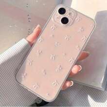 蝴蝶结图案粉色蝴蝶结手机壳，1个装，全覆盖透明TPU材质，适用于 11/12/13/14/15/16 Pro Max/XR/7/8 Plus等机型。 - 彩色 - 查看 3