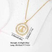 1件白色锆石18k镀金铜质几何圣母玛利亚吊坠项链，奢华简约珠宝，女士礼物 - 金色 - 查看 8