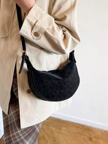 New Fashion Women's Solid Color Minimalist Shoulder Bag, PU Leather, Suitable For Dates, Shopping, Versatile And Exquisite - Black - View 8