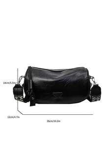 Women's Fashion Minimalist Versatile PU Leather Crossbody Bag, Distinctive Strap Design, Zipper Closure, Suitable For Commuting And Casual Use - Black - View 8